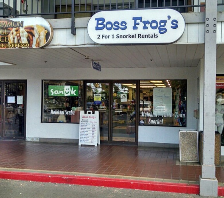 Wailea Snorkel Rental Store Front - Boss Frog's