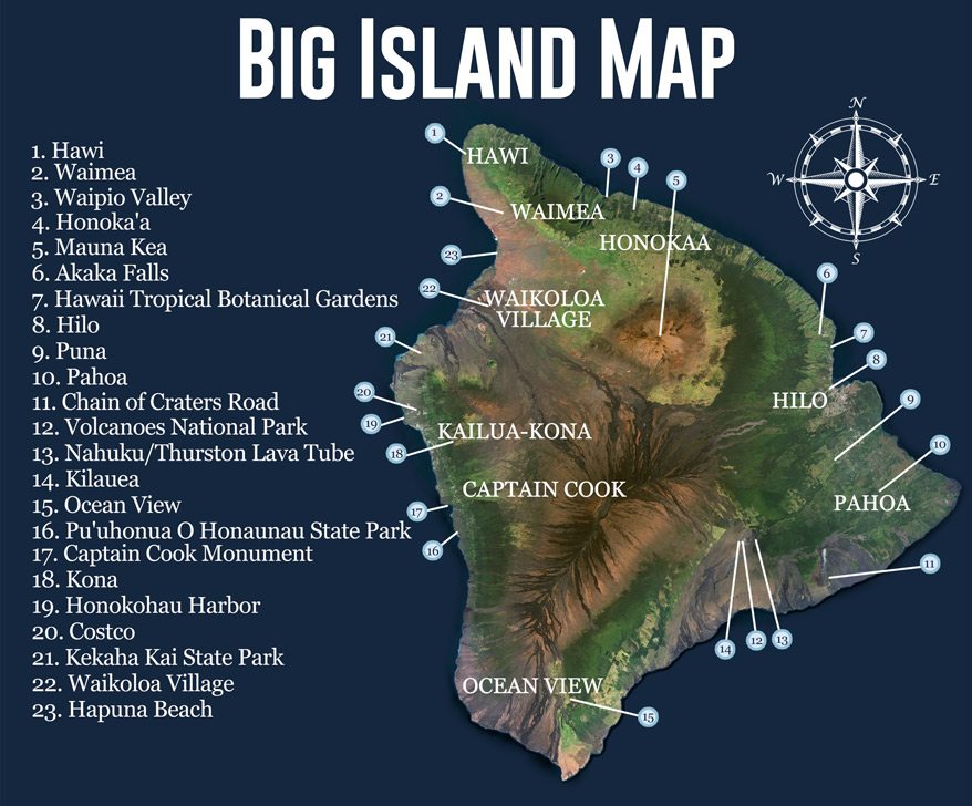 Map of Big Island Hawaii